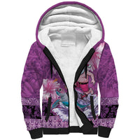 Hawaii Mele Kalikimaka Sherpa Hoodie Funny Santa with Tribal Tattoos Kakau Purple Color LT03 Unisex Purple - Polynesian Pride