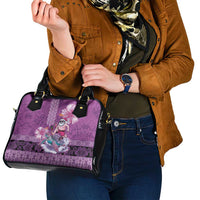 Hawaii Mele Kalikimaka Shoulder Handbag Funny Santa with Tribal Tattoos Kakau Purple Color - Polynesian Pride