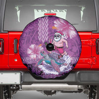 Hawaii Mele Kalikimaka Spare Tire Cover Funny Santa with Tribal Tattoos Kakau Purple Color LT03 - Polynesian Pride
