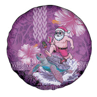 Hawaii Mele Kalikimaka Spare Tire Cover Funny Santa with Tribal Tattoos Kakau Purple Color LT03 - Polynesian Pride