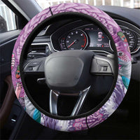 Hawaii Mele Kalikimaka Steering Wheel Cover Funny Santa with Tribal Tattoos Kakau Purple Color LT03 - Polynesian Pride