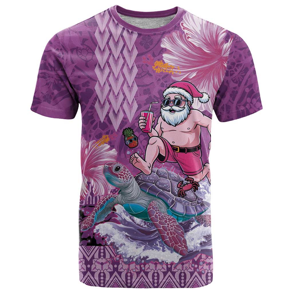Hawaii Mele Kalikimaka T Shirt Funny Santa with Tribal Tattoos Kakau Purple Color LT03 Purple - Polynesian Pride