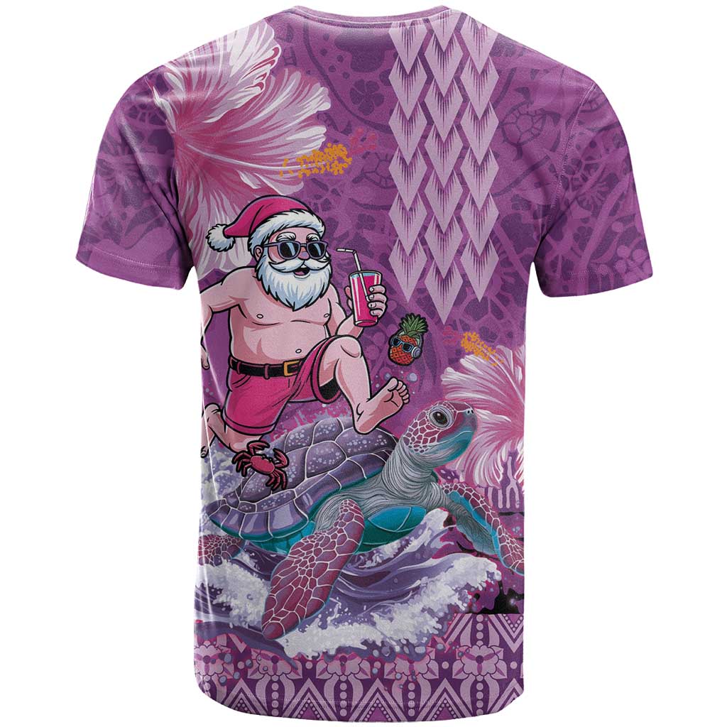 Hawaii Mele Kalikimaka T Shirt Funny Santa with Tribal Tattoos Kakau Purple Color LT03 - Polynesian Pride