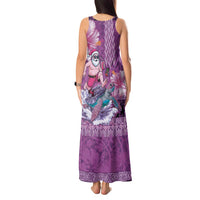 Hawaii Mele Kalikimaka Tank Maxi Dress Funny Santa with Tribal Tattoos Kakau Purple Color LT03 - Polynesian Pride