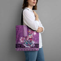 Hawaii Mele Kalikimaka Tote Bag Funny Santa with Tribal Tattoos Kakau Purple Color LT03 - Polynesian Pride