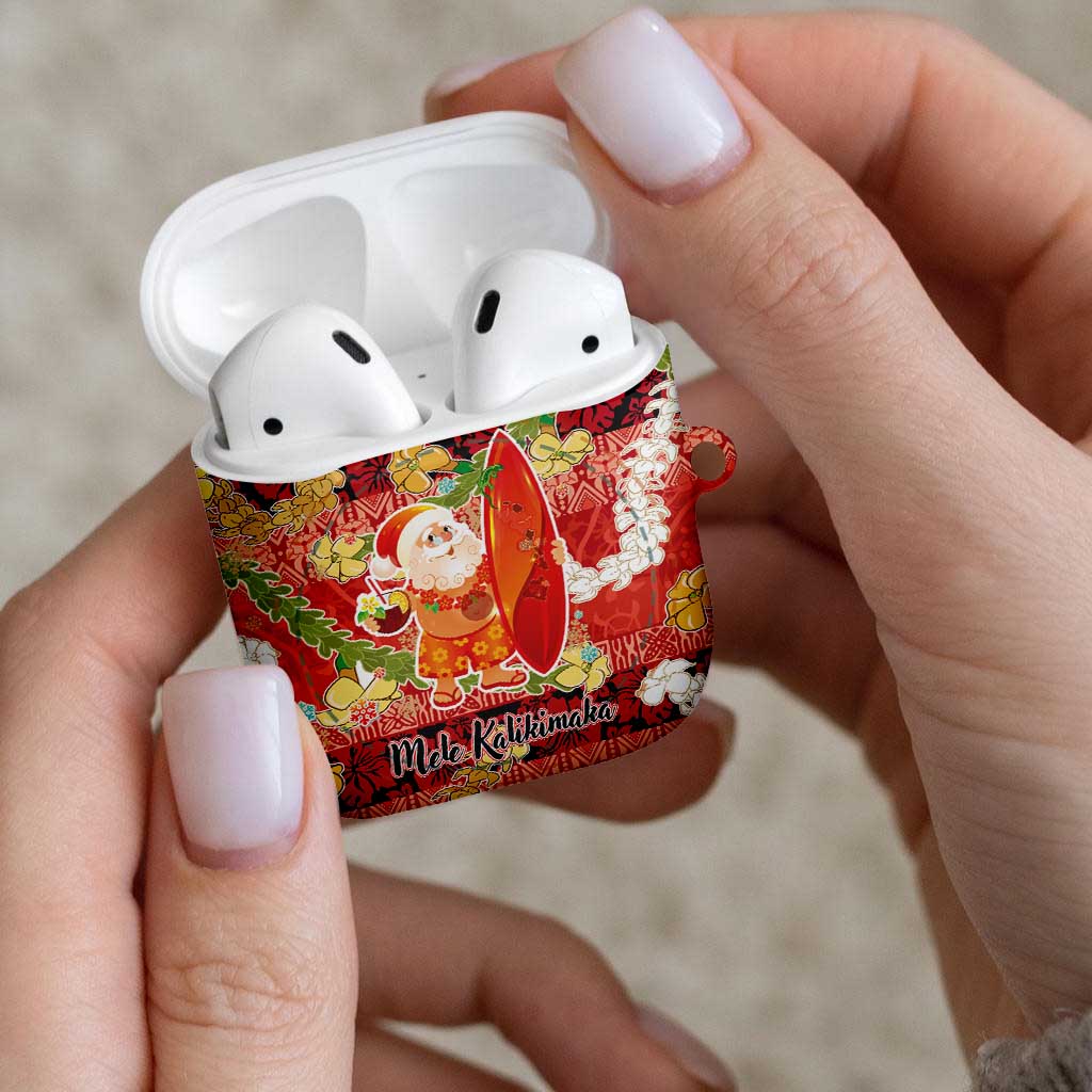 Hawaii Santa Mele Kalikimaka AirPods Case Tropical Puakenikeni Lei with Polynesian Tribal Pattern LT03 - Polynesian Pride
