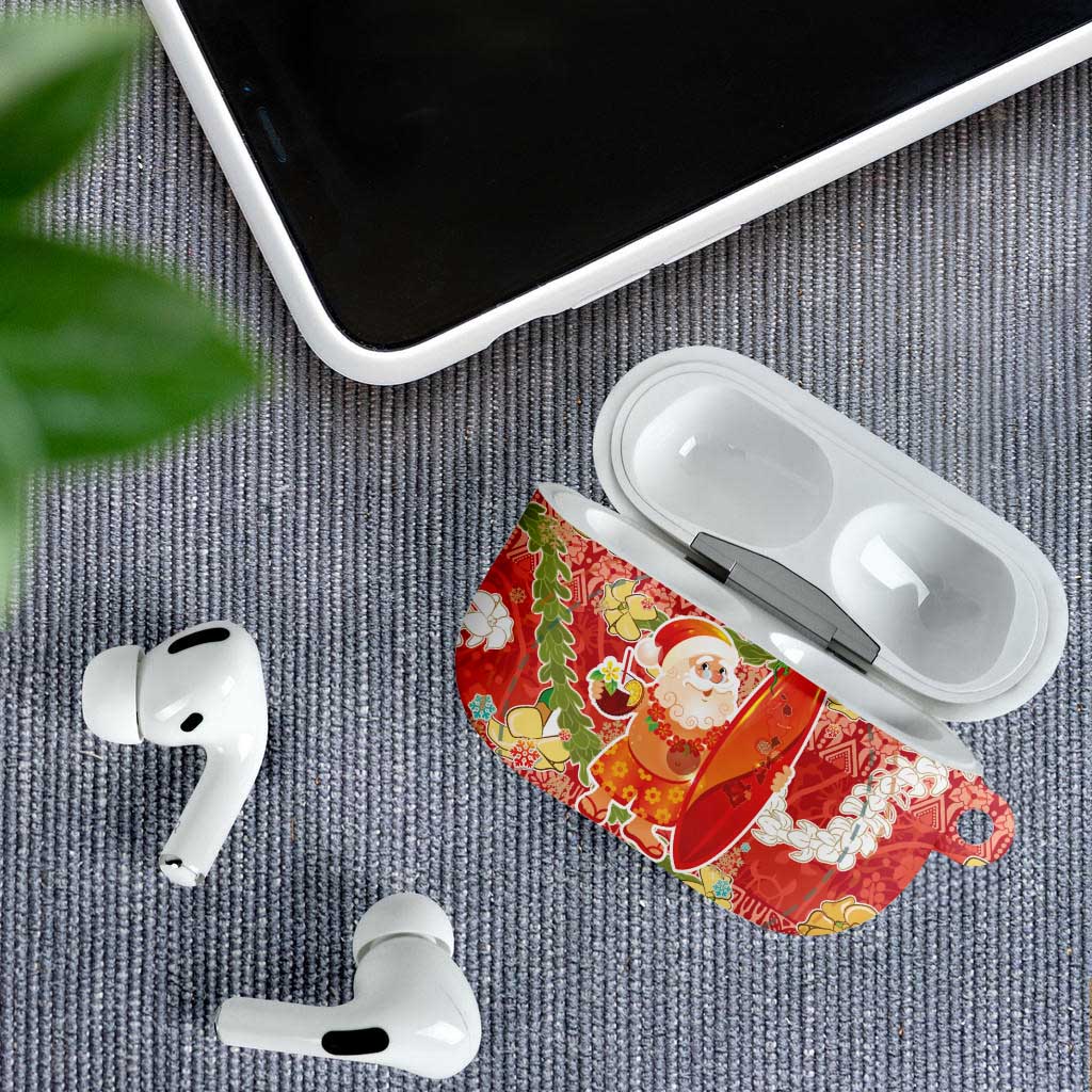 Hawaii Santa Mele Kalikimaka AirPods Case Tropical Puakenikeni Lei with Polynesian Tribal Pattern LT03 - Polynesian Pride
