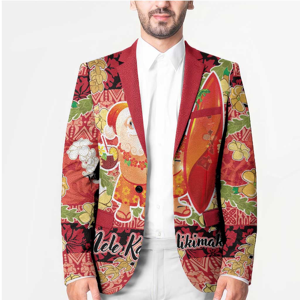 Hawaii Santa Mele Kalikimaka Blazer Tropical Puakenikeni Lei with Polynesian Tribal Pattern - Polynesian Pride