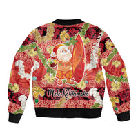 Hawaii Santa Mele Kalikimaka Bomber Jacket Tropical Puakenikeni Lei with Polynesian Tribal Pattern - Polynesian Pride