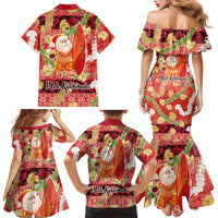 Hawaii Santa Mele Kalikimaka Family Matching Mermaid Dress and Hawaiian Shirt Tropical Puakenikeni Lei with Polynesian Tribal Pattern LT03 - Polynesian Pride