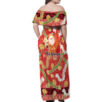 Hawaii Santa Mele Kalikimaka Family Matching Off Shoulder Maxi Dress and Hawaiian Shirt Tropical Puakenikeni Lei with Polynesian Tribal Pattern LT03 - Polynesian Pride
