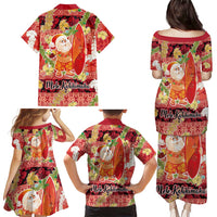 Hawaii Santa Mele Kalikimaka Family Matching Puletasi and Hawaiian Shirt Tropical Puakenikeni Lei with Polynesian Tribal Pattern LT03 - Polynesian Pride