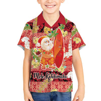 Hawaii Santa Mele Kalikimaka Family Matching Puletasi and Hawaiian Shirt Tropical Puakenikeni Lei with Polynesian Tribal Pattern LT03 - Polynesian Pride