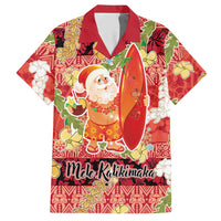 Hawaii Santa Mele Kalikimaka Hawaiian Shirt Tropical Puakenikeni Lei with Polynesian Tribal Pattern - Polynesian Pride