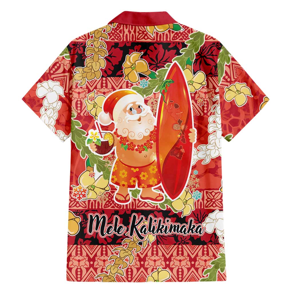 Hawaii Santa Mele Kalikimaka Hawaiian Shirt Tropical Puakenikeni Lei with Polynesian Tribal Pattern - Polynesian Pride