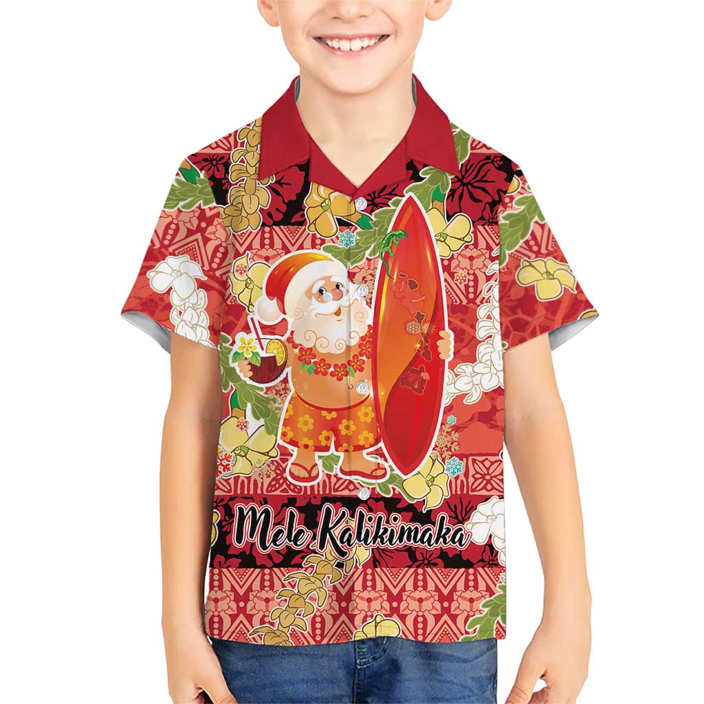 Hawaii Santa Mele Kalikimaka Hawaiian Shirt Tropical Puakenikeni Lei with Polynesian Tribal Pattern - Polynesian Pride