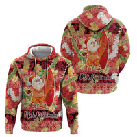 Hawaii Santa Mele Kalikimaka Hoodie Tropical Puakenikeni Lei with Polynesian Tribal Pattern - Polynesian Pride
