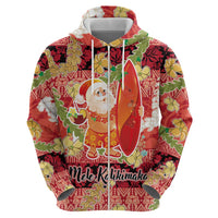 Hawaii Santa Mele Kalikimaka Hoodie Tropical Puakenikeni Lei with Polynesian Tribal Pattern - Polynesian Pride