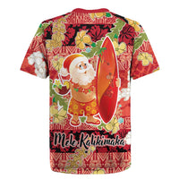 Hawaii Santa Mele Kalikimaka Rugby Jersey Tropical Puakenikeni Lei with Polynesian Tribal Pattern - Polynesian Pride
