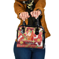 Hawaii Santa Mele Kalikimaka Shoulder Handbag Tropical Puakenikeni Lei with Polynesian Tribal Pattern - Polynesian Pride