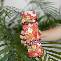 Hawaii Santa Mele Kalikimaka Skinny Tumbler Tropical Puakenikeni Lei with Polynesian Tribal Pattern LT03 - Polynesian Pride