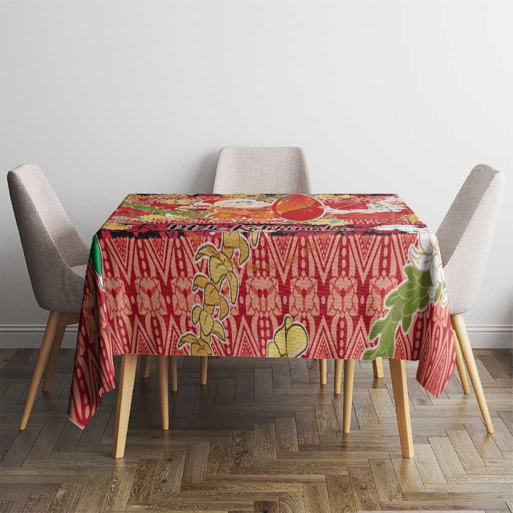 Hawaii Santa Mele Kalikimaka Tablecloth Tropical Puakenikeni Lei with Polynesian Tribal Pattern LT03 - Polynesian Pride