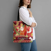 Hawaii Santa Mele Kalikimaka Tote Bag Tropical Puakenikeni Lei with Polynesian Tribal Pattern - Polynesian Pride