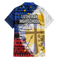 Hawaii Lutheran High School Family Matching Long Sleeve Bodycon Dress and Hawaiian Shirt Kakau Pattern Splash Style LT03 - Polynesian Pride