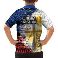 Hawaii Lutheran High School Family Matching Tank Maxi Dress and Hawaiian Shirt Kakau Pattern Splash Style LT03 - Polynesian Pride