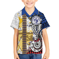 Hawaii Lutheran High School Family Matching Tank Maxi Dress and Hawaiian Shirt Kakau Pattern Splash Style LT03 Son's Shirt Red - Polynesian Pride