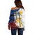 Hawaii Lutheran High School Off Shoulder Sweater Kakau Pattern Splash Style LT03 - Polynesian Pride