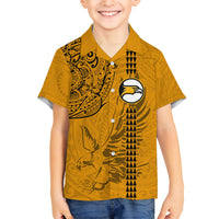 Nanakuli High and Intermediate School Family Matching Short Sleeve Bodycon Dress and Hawaiian Shirt Tribal Kakau Pattern LT03 Son's Shirt Yellow - Polynesian Pride