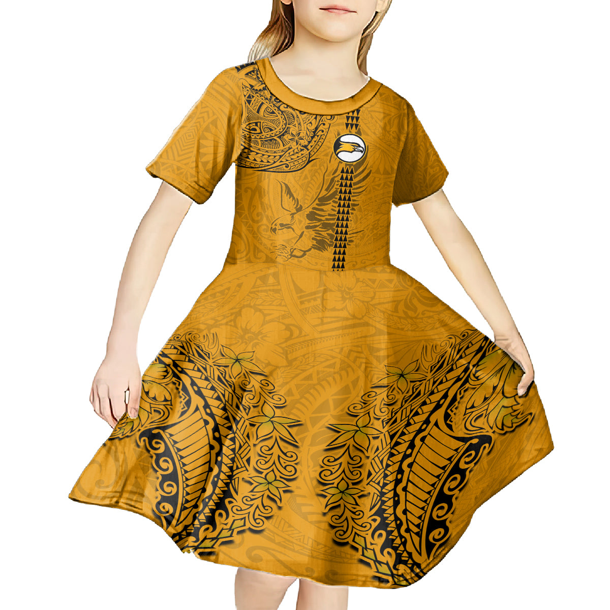 Nanakuli High and Intermediate School Kid Short Sleeve Dress Tribal Kakau Pattern LT03 - Polynesian Pride