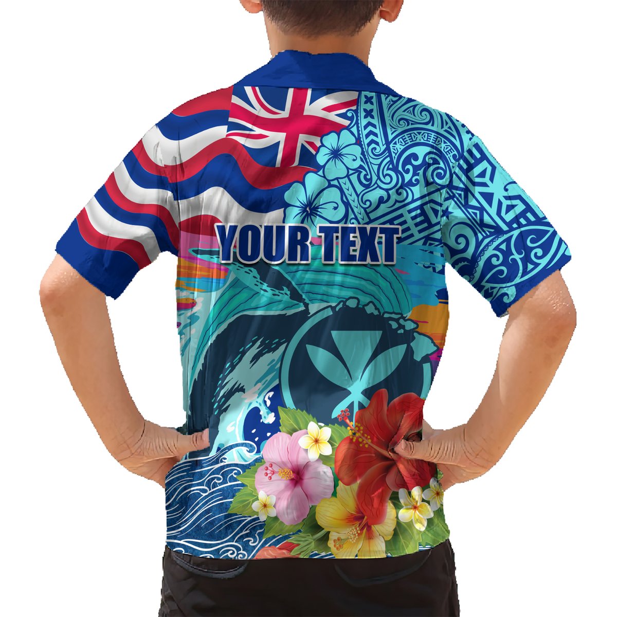 Hawaii Race For Whales Hawaiian Shirt Flag and Polynesian Hibiscus LT03 - Polynesian Pride