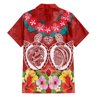Polynesian Valentine Day Family Matching Puletasi and Hawaiian Shirt Love Couple Turtle Maori Hibiscus Red Style LT03 - Polynesian Pride
