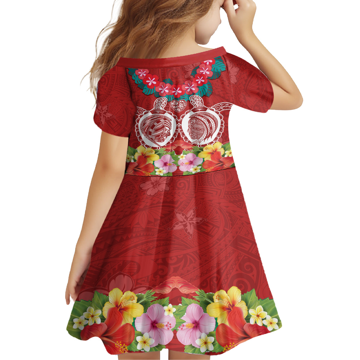 Polynesian Valentine Day Family Matching Summer Maxi Dress and Hawaiian Shirt Love Couple Turtle Maori Hibiscus Red Style LT03 - Polynesian Pride