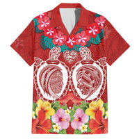 Polynesian Valentine Day Family Matching Summer Maxi Dress and Hawaiian Shirt Love Couple Turtle Maori Hibiscus Red Style LT03 Dad's Shirt - Short Sleeve Red - Polynesian Pride