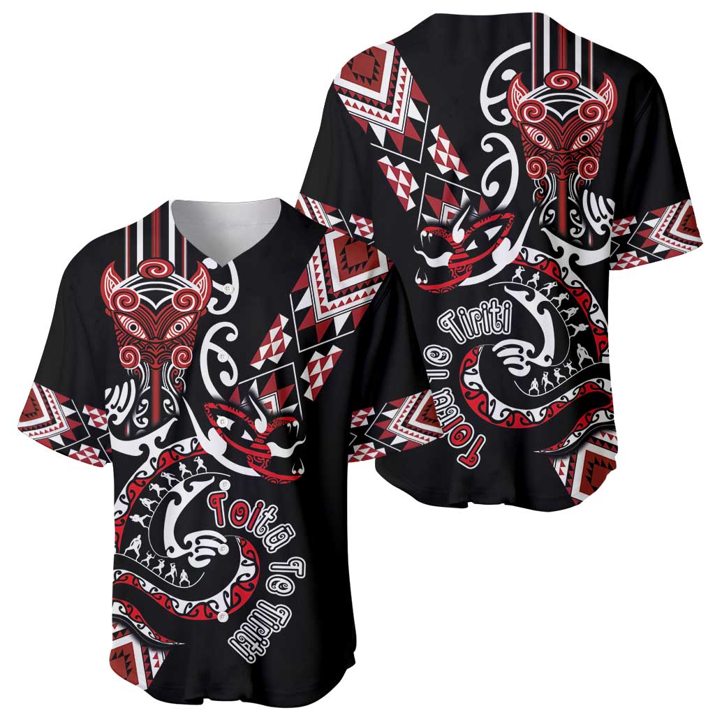 Aotearoa Toitu Te Tiriti-Honour the Treaty Baseball Jersey Maori Taniwha Haka with Taniko and Tukutuku LT03 - Polynesian Pride
