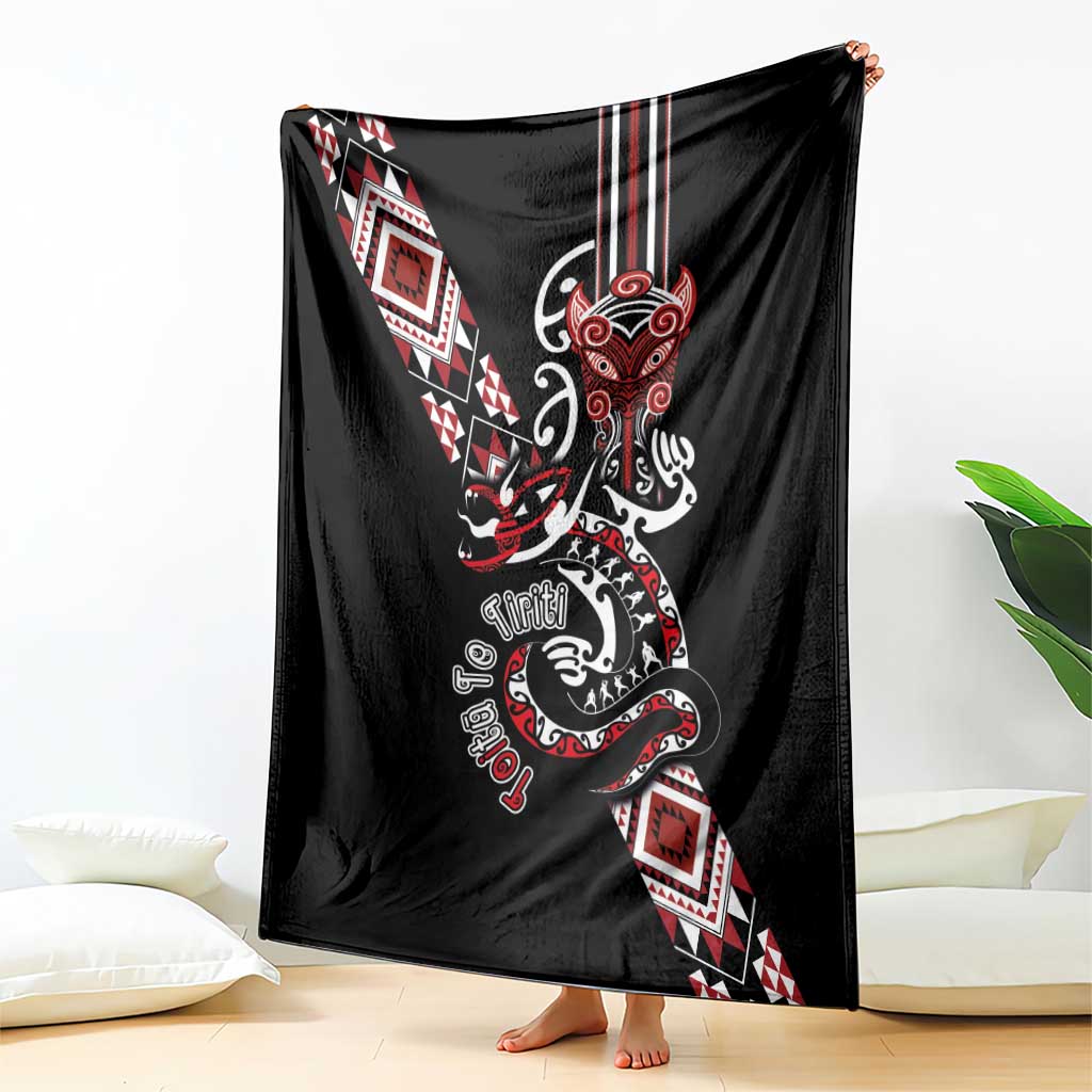 Aotearoa Toitu Te Tiriti-Honour the Treaty Blanket Maori Taniwha Haka with Taniko and Tukutuku LT03 - Polynesian Pride