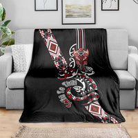 Aotearoa Toitu Te Tiriti-Honour the Treaty Blanket Maori Taniwha Haka with Taniko and Tukutuku LT03 - Polynesian Pride