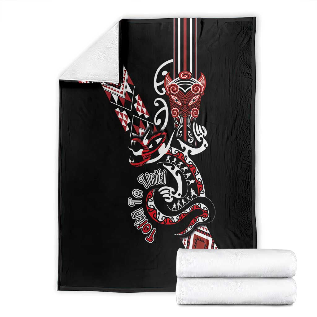 Aotearoa Toitu Te Tiriti-Honour the Treaty Blanket Maori Taniwha Haka with Taniko and Tukutuku LT03 - Polynesian Pride