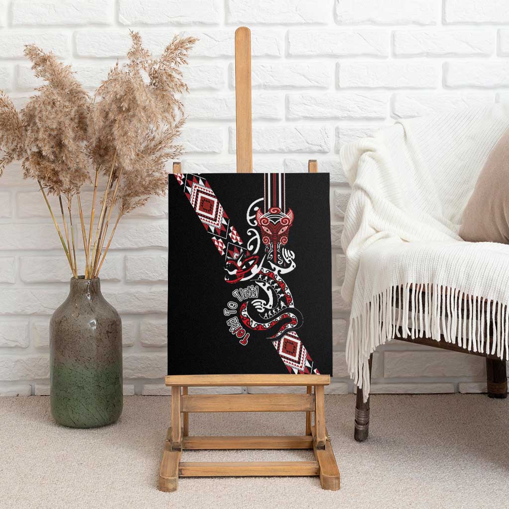 Aotearoa Toitu Te Tiriti-Honour the Treaty Canvas Wall Art Maori Taniwha Haka with Taniko and Tukutuku LT03 - Polynesian Pride