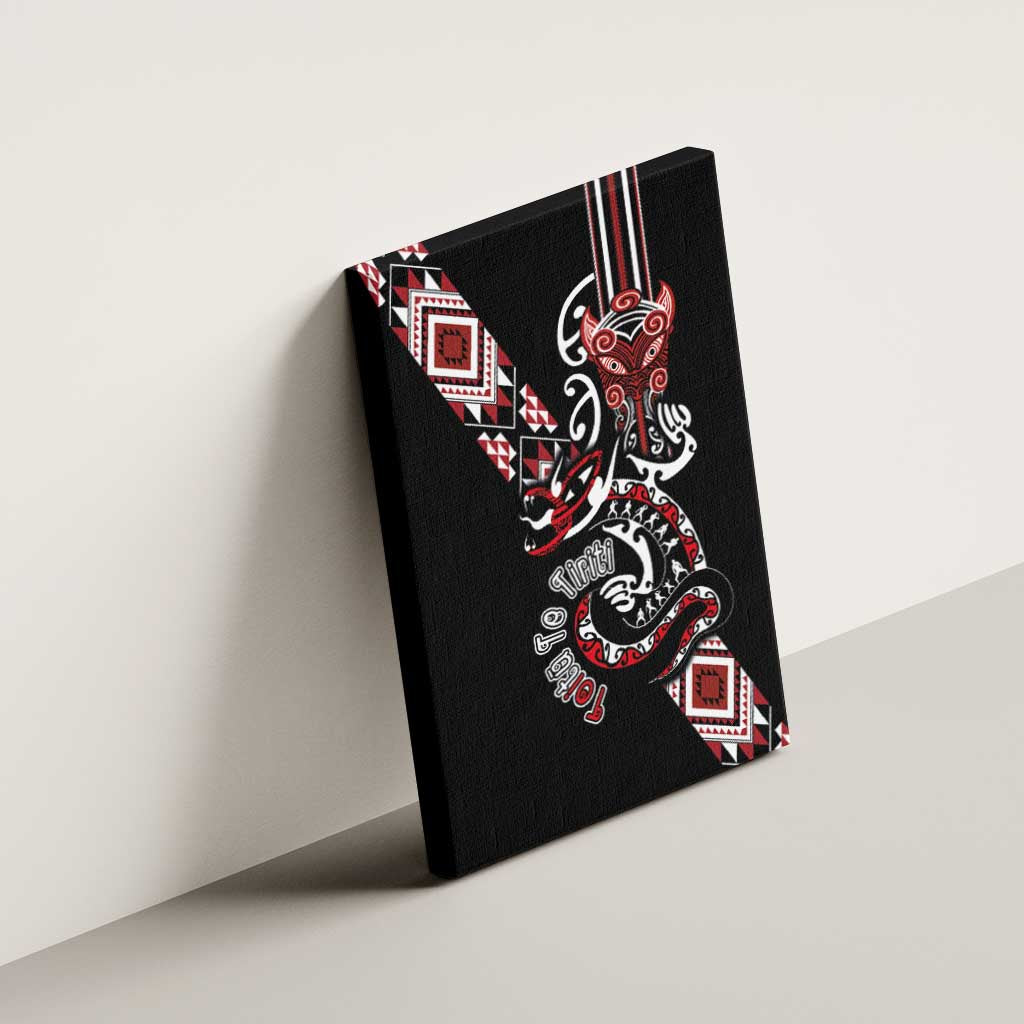 Aotearoa Toitu Te Tiriti-Honour the Treaty Canvas Wall Art Maori Taniwha Haka with Taniko and Tukutuku LT03 - Polynesian Pride