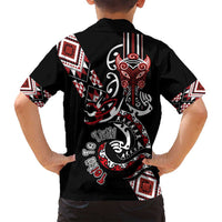 Aotearoa Toitu Te Tiriti-Honour the Treaty Family Matching Long Sleeve Bodycon Dress and Hawaiian Shirt Maori Taniwha Haka with Taniko and Tukutuku LT03 - Polynesian Pride
