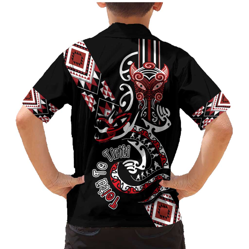 Aotearoa Toitu Te Tiriti-Honour the Treaty Family Matching Mermaid Dress and Hawaiian Shirt Maori Taniwha Haka with Taniko and Tukutuku LT03 - Polynesian Pride