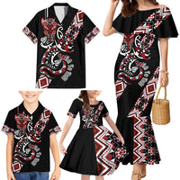 Aotearoa Toitu Te Tiriti-Honour the Treaty Family Matching Mermaid Dress and Hawaiian Shirt Maori Taniwha Haka with Taniko and Tukutuku LT03 - Polynesian Pride
