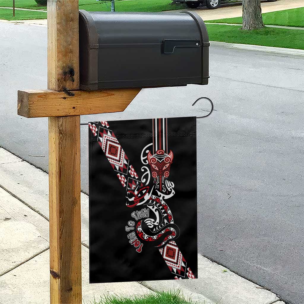 Aotearoa Toitu Te Tiriti-Honour the Treaty Garden Flag Maori Taniwha Haka with Taniko and Tukutuku LT03 - Polynesian Pride