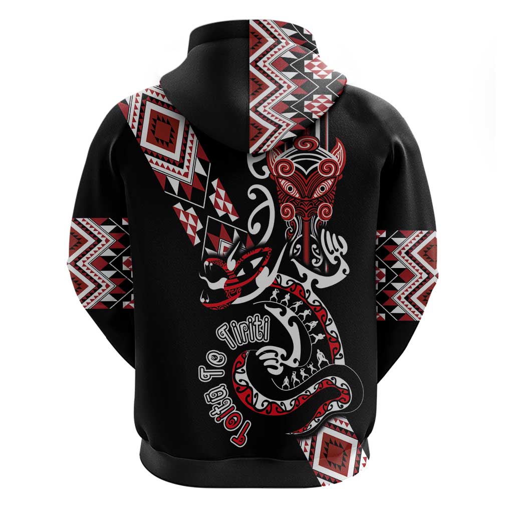 Aotearoa Toitu Te Tiriti-Honour the Treaty Hoodie Maori Taniwha Haka with Taniko and Tukutuku LT03 - Polynesian Pride