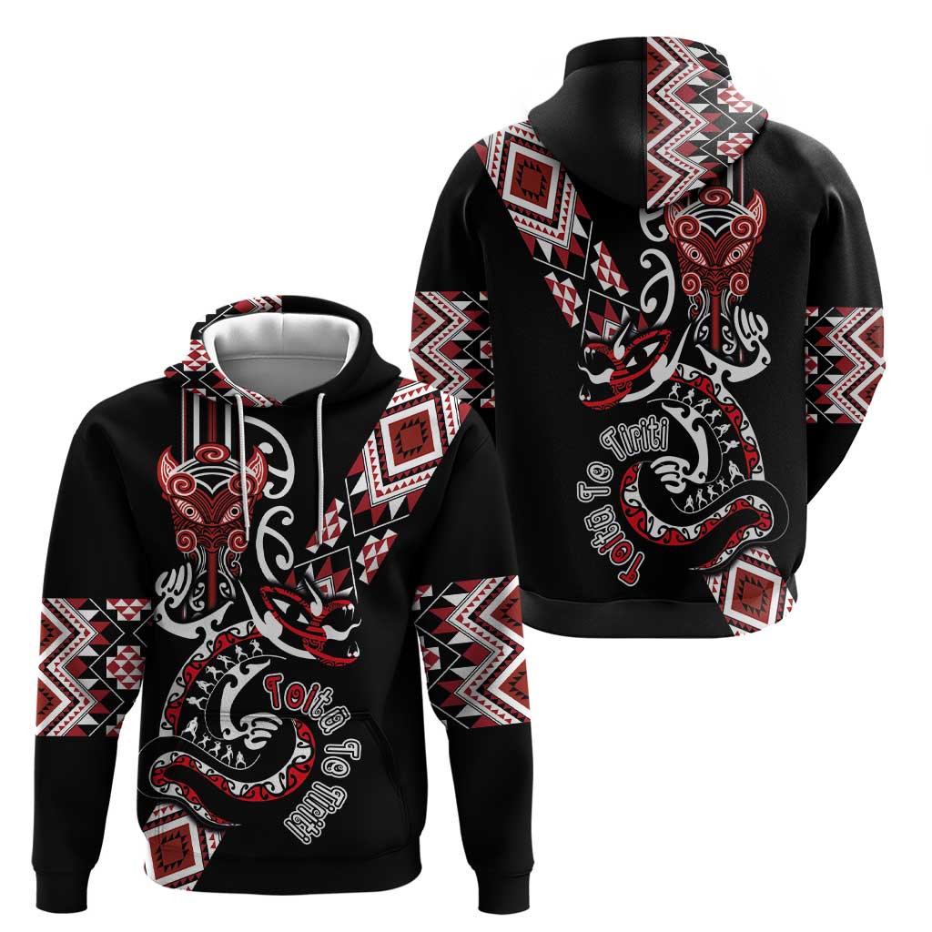 Aotearoa Toitu Te Tiriti-Honour the Treaty Hoodie Maori Taniwha Haka with Taniko and Tukutuku LT03 - Polynesian Pride