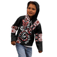 Aotearoa Toitu Te Tiriti-Honour the Treaty Kid Hoodie Maori Taniwha Haka with Taniko and Tukutuku LT03 - Polynesian Pride
